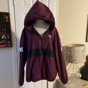 VS PINK maroon Half Zip Windbreaker/ Rain Coat
